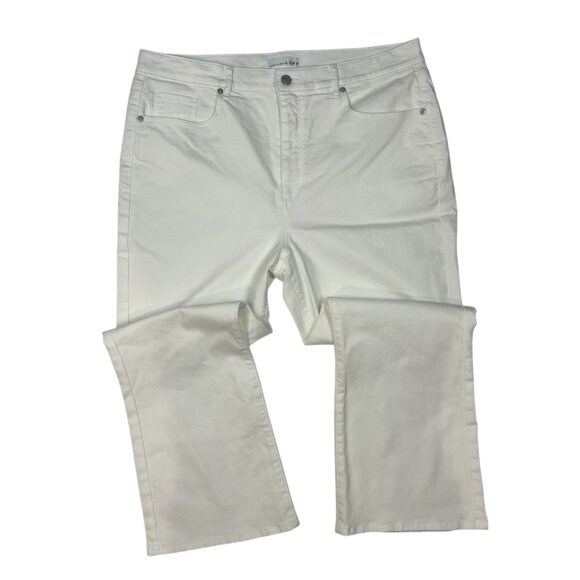 LOFT High Rise The Kick Crop Jeans Size 33/16 White Denim Bootcut Ankle 763039 - Picture 2 of 10